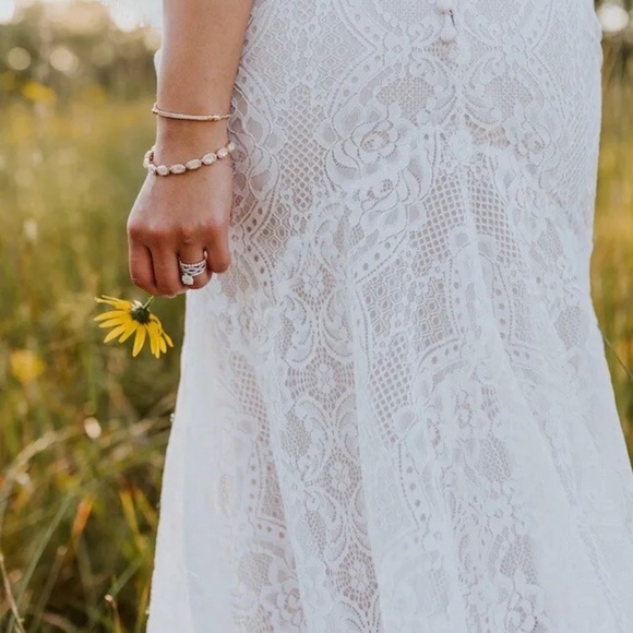 Anthropologie x BHLDN Tres Chic Lace Wedding Gown $1125 Sz 12 - Picture 4 of 8